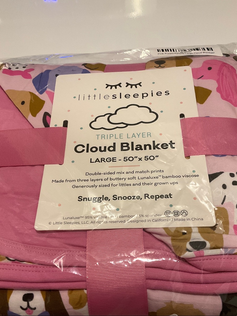 Little Sleepies Pink Puppy Parade Cloud Blanket